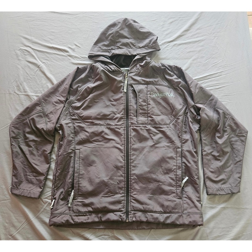 Ride Snowboards Arsenal Jacket Mens L Gray Fleece Lined DWR Hooded Full Zip